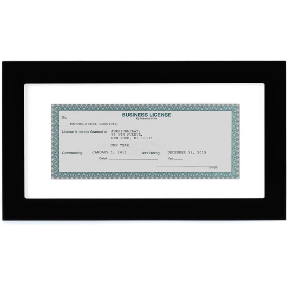 Business License Frame in Black with Shatter-Resistant Glass, [5x10] New